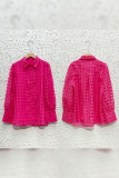 Plain Sheer Sleeves Button Up Blouse