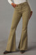 Green Grey Washed Raw Trim Flare Pants