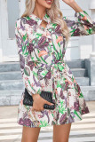 Button Up Ruffles Floral Shirt Dress