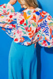 Oversize Bubble Sleeves Floral Blouse