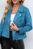 Zipper Design Plain Short Jacket Coat
