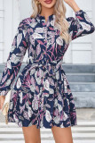 Button Up Ruffles Floral Shirt Dress