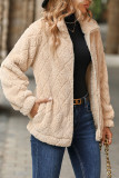 Plain Fleece Zipper Pockets Coat