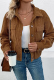Brown Corduroy Button Up Crop Jacket