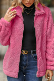 Plain Fleece Zipper Pockets Coat