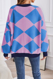 Geometric V Neck Button Knitting Cargidan