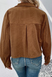 Brown Corduroy Button Up Crop Jacket