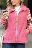Aztec Sleeves Fleece Zipper Design Coat