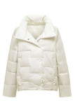 Plain Button Up Pockets Down Coat
