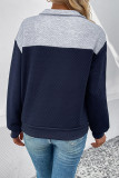 Colorblock Turndown Collar Sweatshirt