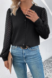 See Throught Sleeves Black Button SHirt