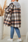 Plus Size Hooded Plaid Shacket Coat