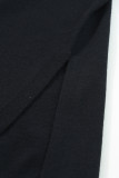 Black Plus Size Side Slits High Neck Loose Sweater