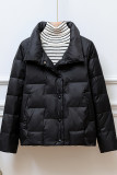Plain Button Up Pockets Down Coat