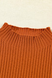 Gold Flame Patch Pocket Ribbed Knit Short Sleeve Sweater