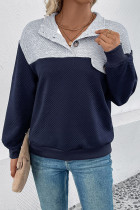 Colorblock Turndown Collar Sweatshirt