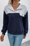 Colorblock Turndown Collar Sweatshirt