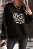 Leopard Hearts Graphic Long Sleeves Sweatshirt