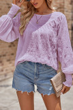 Plain Splicing Lantern Sleeves Top