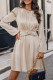 Plain Tie Waist Lantern Sleeves Dress