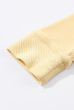 Apricot Waffle Knit Buttoned Long Sleeve Top