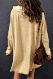 Apricot Waffle Knit Buttoned Long Sleeve Top