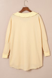Apricot Waffle Knit Buttoned Long Sleeve Top