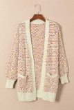 Multicolour Abstract Printed Bishop Sleeve Open Front Cardigan