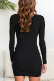 Plain Turtleneck Knitting Dress