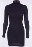 Plain Turtleneck Knitting Dress