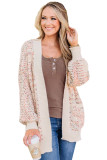 Multicolour Abstract Printed Bishop Sleeve Open Front Cardigan