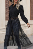 Black Polka Dot Split Dress