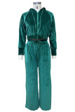 Velvet Hooded Sweatshirt and Pants Sports 2pcs Set