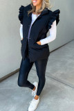 Plain Flutter Sleeves Puff Buttoned Vest Jacket