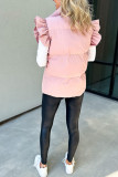Plain Flutter Sleeves Puff Buttoned Vest Jacket