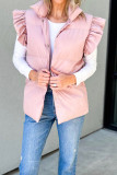 Plain Flutter Sleeves Puff Buttoned Vest Jacket