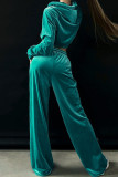 Velvet Hooded Sweatshirt and Pants Sports 2pcs Set