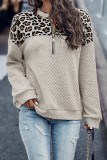 Leopard Zipper Collar Sweatshirt