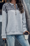 Leopard Zipper Collar Sweatshirt