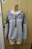 Leopard Zipper Collar Sweatshirt