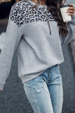 Leopard Zipper Collar Sweatshirt