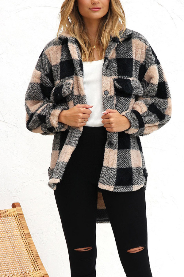 Plaid Fleece Warm Coat