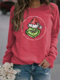 Grinch Print Pullover Sweater
