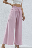 Pink Elastic Waist Wide Leg Pants