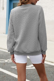 Plain Texture Zipper Down Pullover Sweatshirt