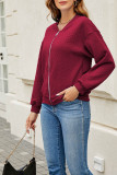 Plain Texture Open Zipper Jacket