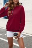 Plain Texture Zipper Down Pullover Sweatshirt