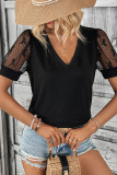 Black Sheer Lace Sleeves Top
