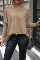Khaki Turtleneck Knitting Sweater