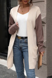 Colorblock Front Open Knitting Cardigan